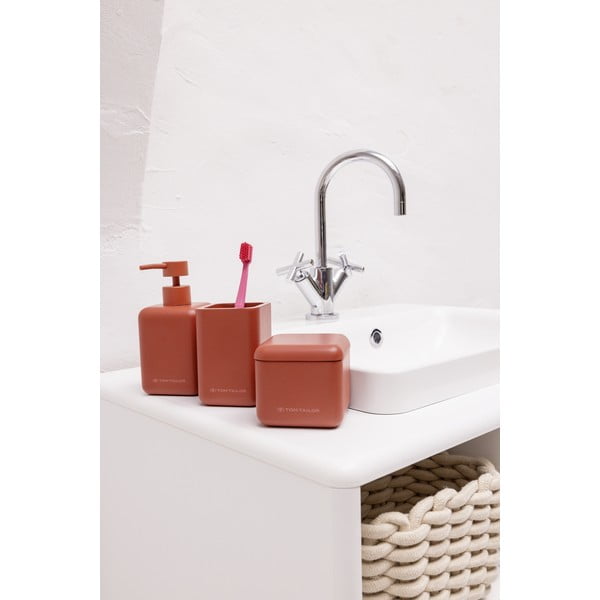 Oranžový koupelnový organizér na vatové tampony z polyresinu Tom Tailor T-Rounded – Wenko-image-1