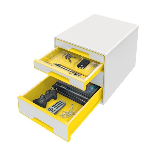 Bílo-žlutý zásuvkový box Leitz WOW CUBE, 4 zásuvky-image-2