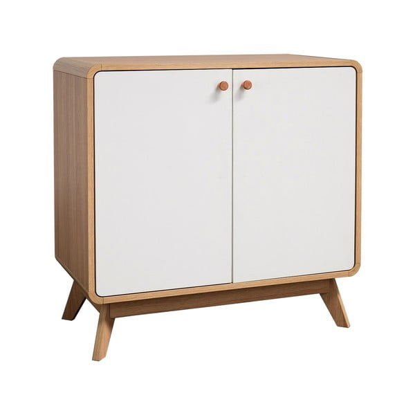 Bílá nízká komoda v dekoru dubu 75x75 cm Cassie - Støraa-image-1