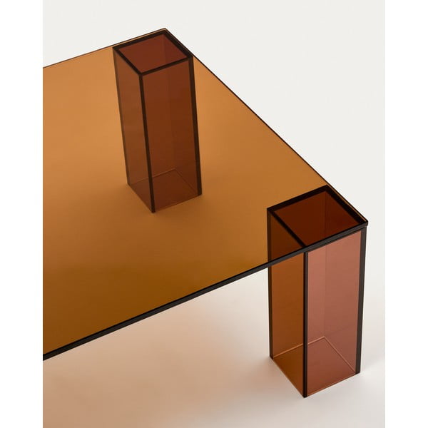 Hnědý skleněný konferenční stolek 60x140 cm Adularia – Kave Home-image-4