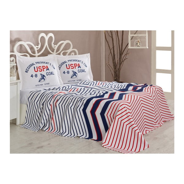 Set přehozu přes postel a prostěradla U.S. Polo Assn. Driggs, 160 x 220 cm