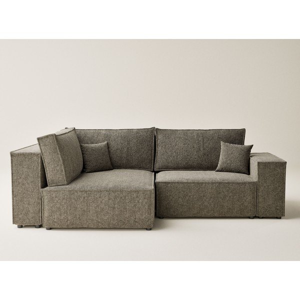 Hnědá žinylková rozkládací/s úložným prostorem rohová pohovka (levý roh/do L) Tonga – Maison de Rêve-image-2