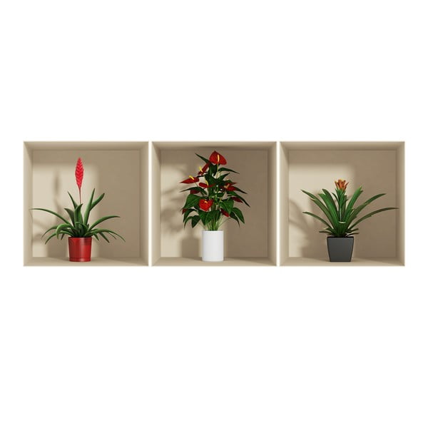 Sada 3 samolepek s 3D efektem Ambiance Flower-image-2