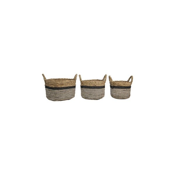 Sada 3 úložných košíků HSM collection Raffia Natural Gris-image-4