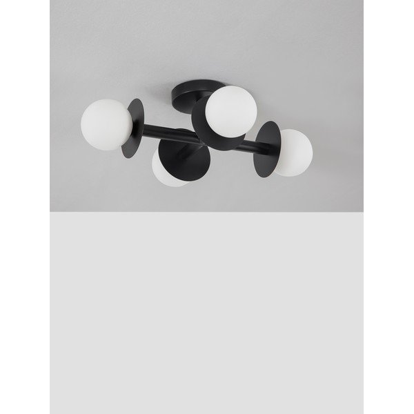 Bílé/černé kovové stropní svítidlo se skleněným stínidlem 37x51 cm Pielo – Nova Luce-image-2
