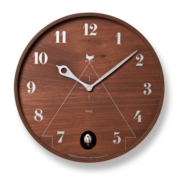 Tmavě hnědé kukačkové hodiny Lemnos Clock Pace, ⌀ 30,5 cm