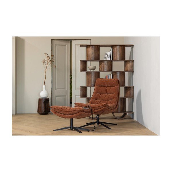 Hnědé otočné žinylkové křeslo s podnožkou Kube – WOOOD-image-1