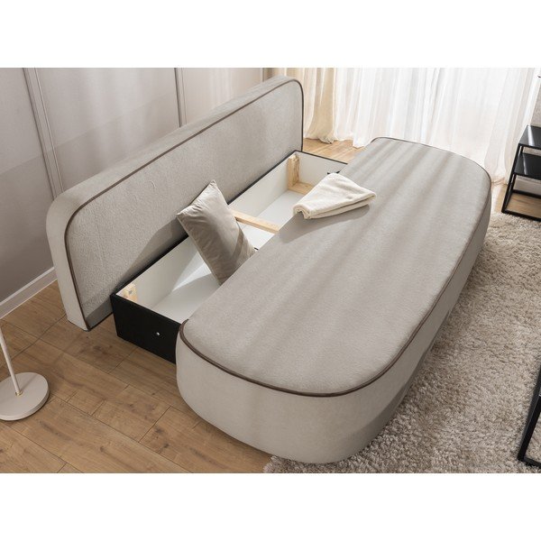 Hnědá/taupe sametová rozkládací/s úložným prostorem pohovka 210 cm Saga – Ropez-image-4