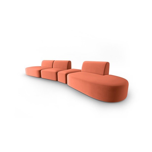 Růžová sametová pohovka pravý roh 428 cm Paolo – Milo Casa-image-2