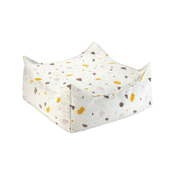 Bílý dětský sedací vak z textilie bouclé/žinylkový Terrazzo Square – Wigiwama