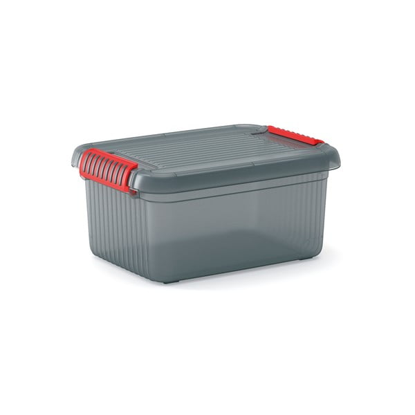Šedý plastový úložný box s víkem 39x29x18 cm K Latch Box – KIS