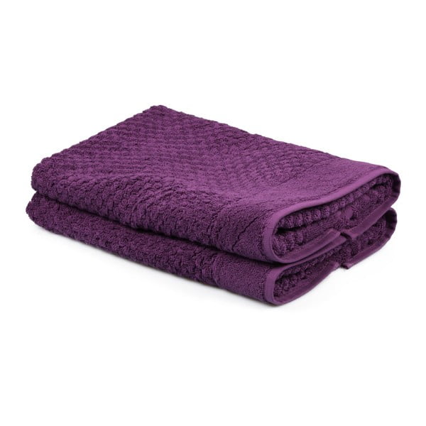 Sada 2 fialových ručníků ze 100% bavlny Mosley, 50 x 80 cm