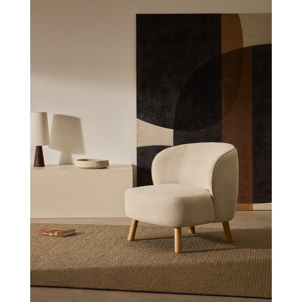 Krémové žinylkové křeslo Ulit – Kave Home-image-1