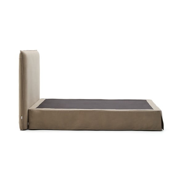 Taupe čalouněná dvoulůžková postel 160x200 cm Jaira – Kave Home-image-4