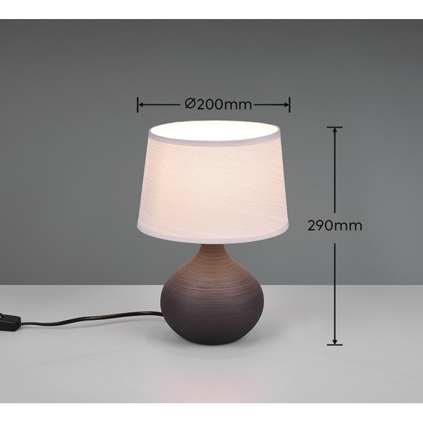 Tmavě hnědá stolní lampa z keramiky a tkaniny Reality Martin, výška 29 cm-image-3