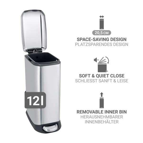 Nášlapný odpadkový koš z nerezové oceli ve stříbrné barvě 12 l Design – Wenko-image-3