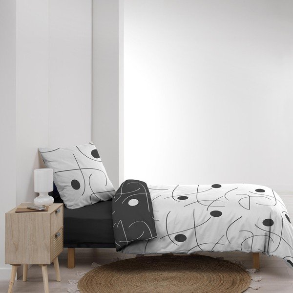 Bílé/tmavě šedé povlečení na jednolůžko z mikrovlákna 140x200 cm Sonate – douceur d'intérieur-image-4