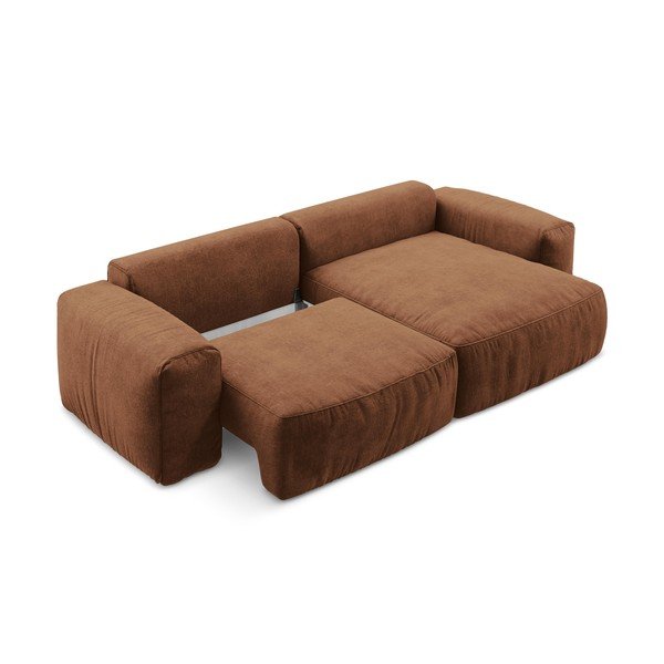 Žinylková rozkládací rohová pohovka v terakotové barvě (pravý roh/s lenoškou) Kuki – Makamii-image-4