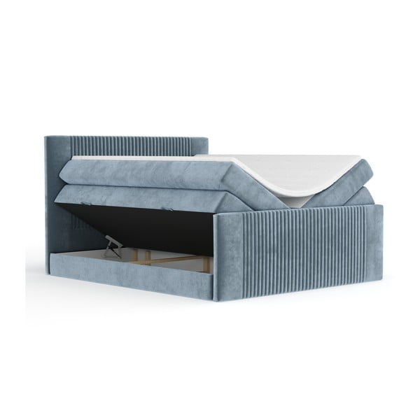 Modrá boxspring postel s úložným prostorem 160x200 cm Bergamo – Maison de Rêve-image-2