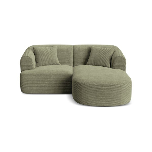 Zelená manšestrová rohová pohovka (pravý roh/s lenoškou) Campi – Cosmopolitan Design