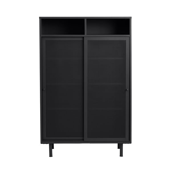 Černá kovová skříňka s posuvnými dveřmi 90x140x40 cm Veep – Unique Furniture