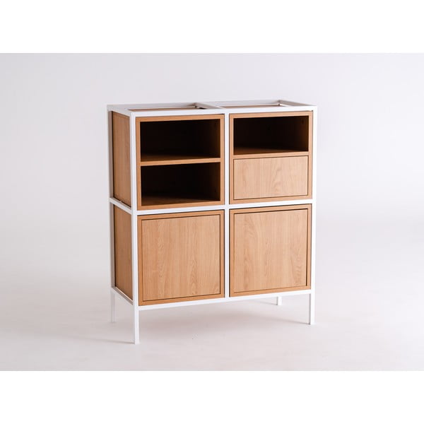 Bílá vysoká komoda v dekoru dubu 88x102 cm Skap - CustomForm-image-2