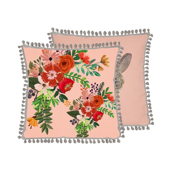 Růžový polštář s příměsí lnu Little Nice Things Llama, 45 x 45 cm-image-1