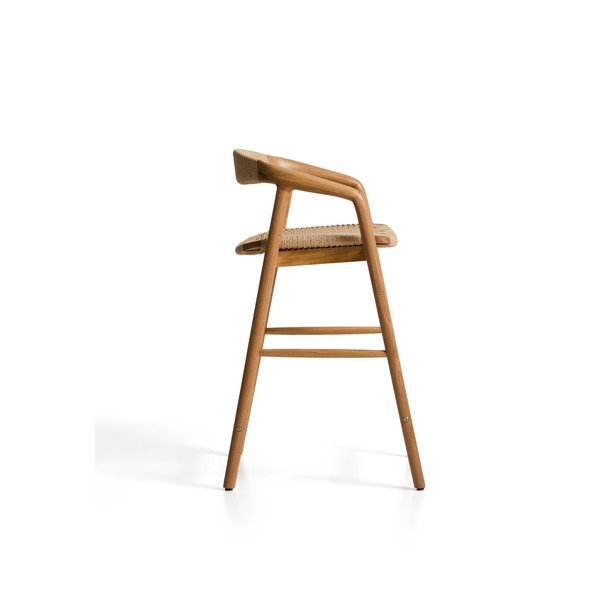 Barová židle s područkami z dubového dřeva v přírodní barvě (výška sedáku 65 cm) Derile – Kave Home-image-4