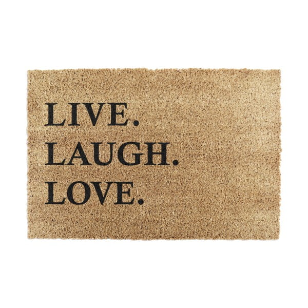 Rohožka z přírodního kokosového vlákna Artsy Doormats Live Laugh Love, 40 x 60 cm