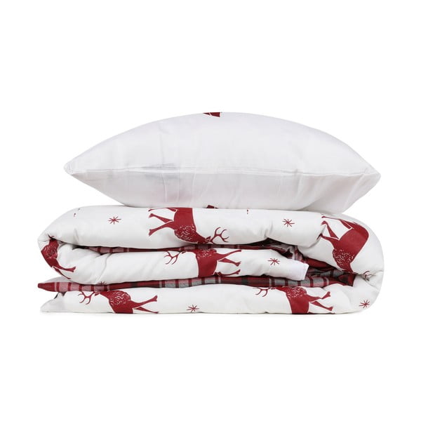 Povlečení s prostěradlem s příměsí bavlny na dvoulůžko Mijolnir Geyik Claret Red, 200 x 220 cm-image-2