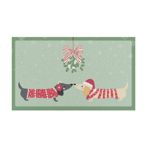 Rohožka s vánočním motivem z recyklovaného plastu 40x70 cm Christmas Sausage Dogs – Artsy Doormats