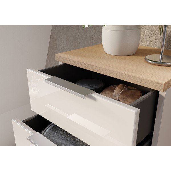 Krémová lesklá vysoká/úzká koupelnová skříňka 39x112 cm Tavira – Germania-image-4