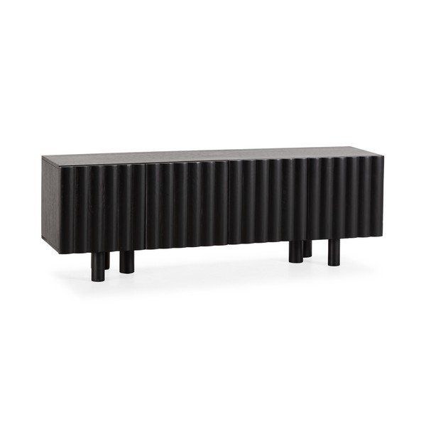 Černý TV stolek z mangového dřeva 160x55x40 cm Tamira – MOME
