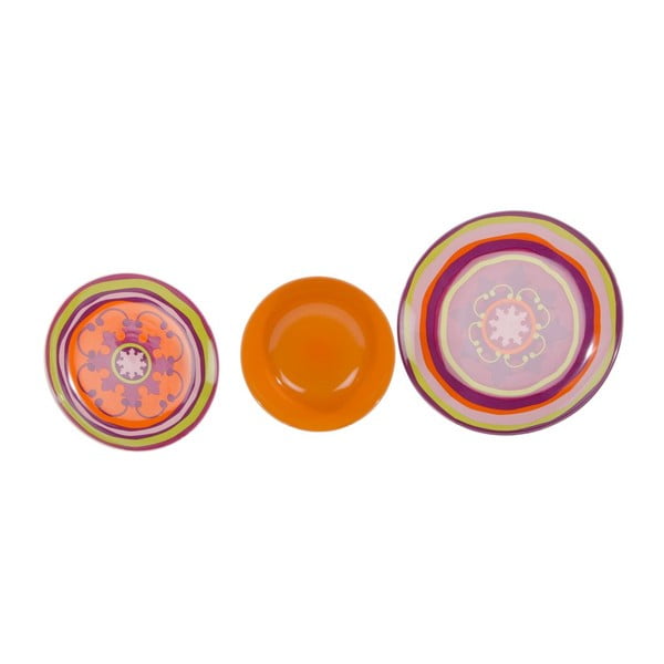 Sada 18 ks keramických talířů Zafaf Orange
