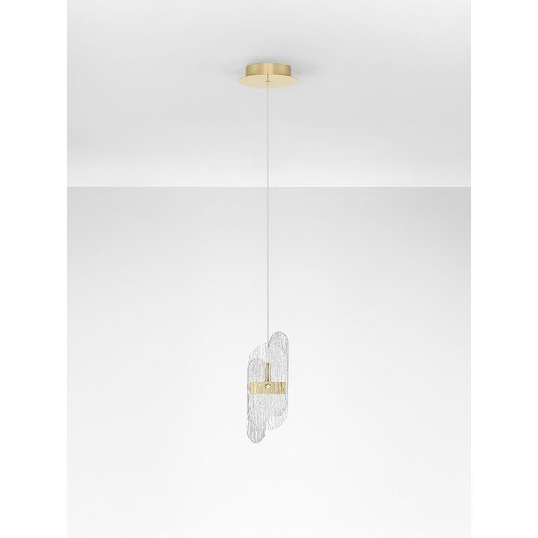 Kovové LED stmívatelné závěsné svítidlo v mosazné barvě se skleněným stínidlem ø 14 cm Lucien – Nova Luce-image-3