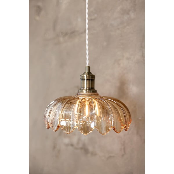 Závěsné svítidlo v mosazno-jantarové barvě se skleněným stínidlem ø 25,5 cm Kurage – Markslöjd-image-1