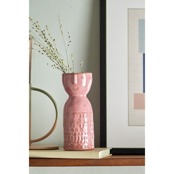 Růžová ručně vyrobená váza z kameniny (výška 14,5 cm) Embla – Bloomingville-image-1