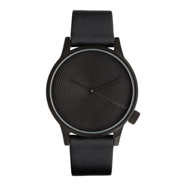 Pánské černé hodinky s koženým řemínkem Komono Deco