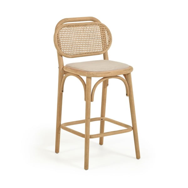 Barová židle z dubového dřeva v přírodní barvě (výška sedáku 65 cm) Doriane – Kave Home