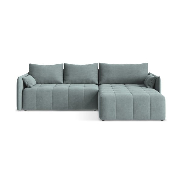 Modrá rozkládací/s úložným prostorem rohová pohovka (pravý roh/s lenoškou) Moku – Makamii