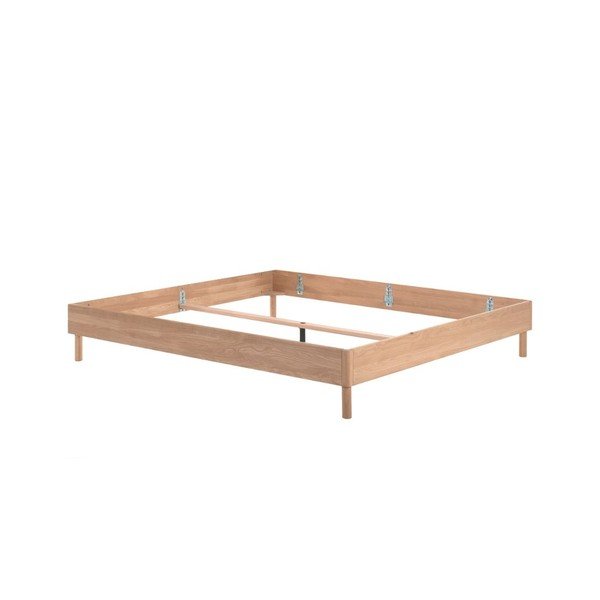 Dvoulůžková postel z dubového dřeva bez čela bez roštu 180x200 cm v přírodní barvě Forrest – Vipack-image-2