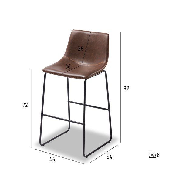 Sada 2 barových tmavě hnědých židlí Furnhouse Indiana-image-1