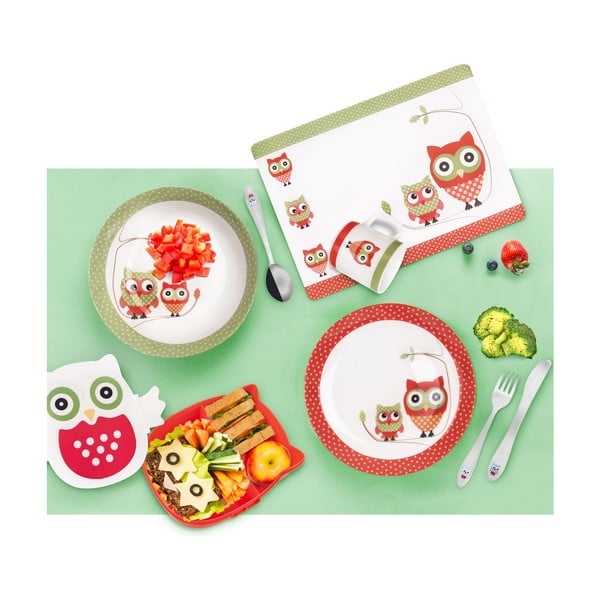 Červeno-bílá dětská termoska 480 ml Sova – Orion-image-4