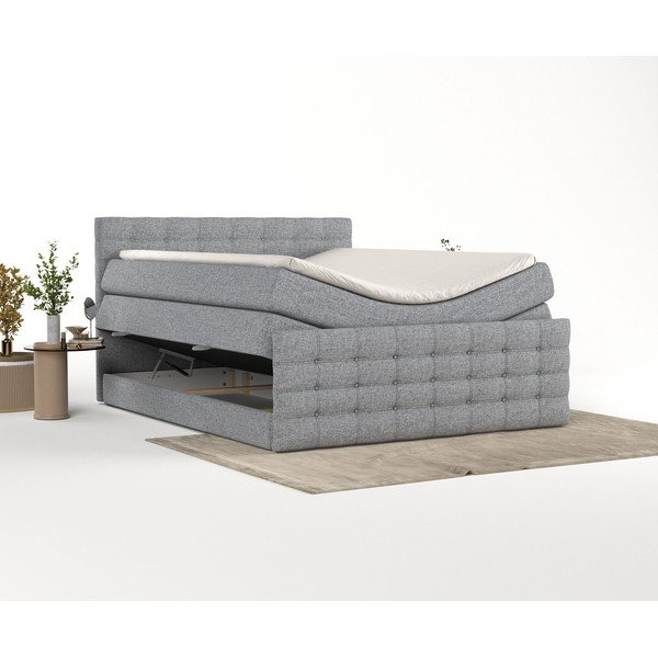 Šedá boxspring postel s úložným prostorem 200x200 cm Blend – Maison de Rêve-image-4