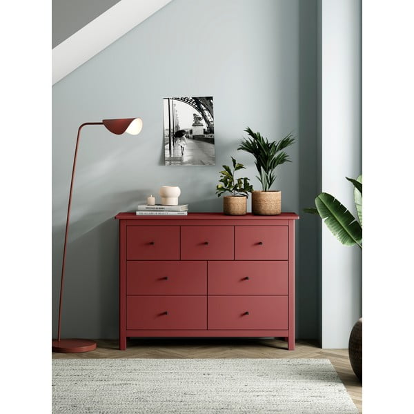 Červená nízká komoda z borovicového dřeva 110x80 cm Misti – Marckeric-image-1
