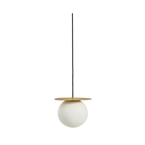 Bílé/ve zlaté barvě kovové závěsné svítidlo se skleněným stínidlem ø 25 cm Brisia – Kave Home