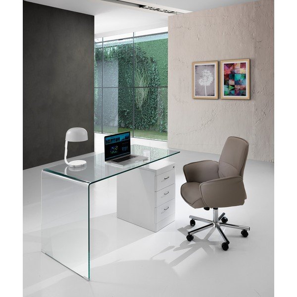 Pracovní stůl se skleněnou deskou 65x125 cm Bow – Tomasucci-image-4