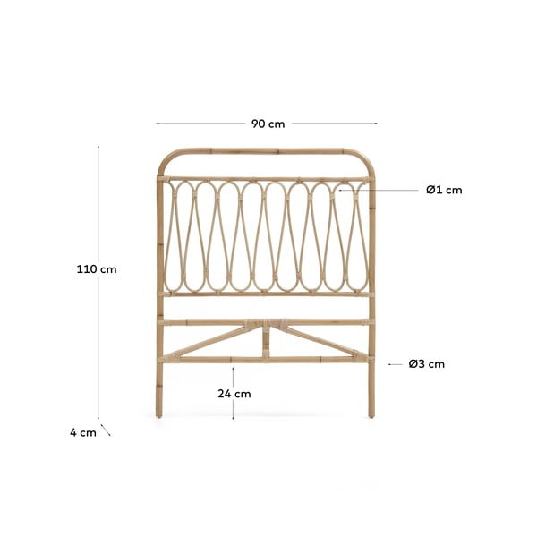 Ratanové čelo postele v přírodní barvě 90x110 cm Caterina – Kave Home-image-3