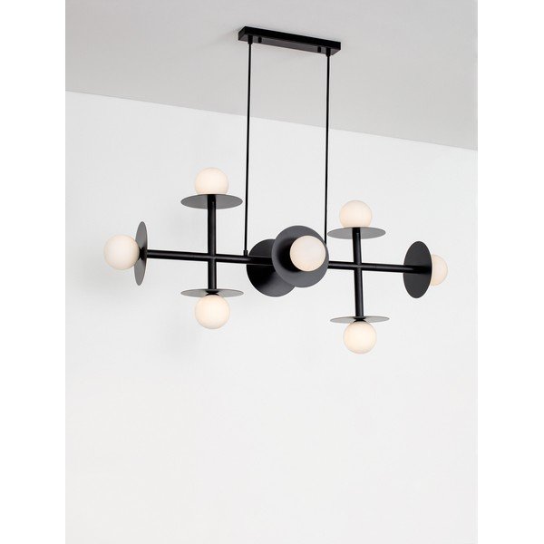 Bílé/černé kovové závěsné svítidlo se skleněným stínidlem Pielo – Nova Luce-image-4