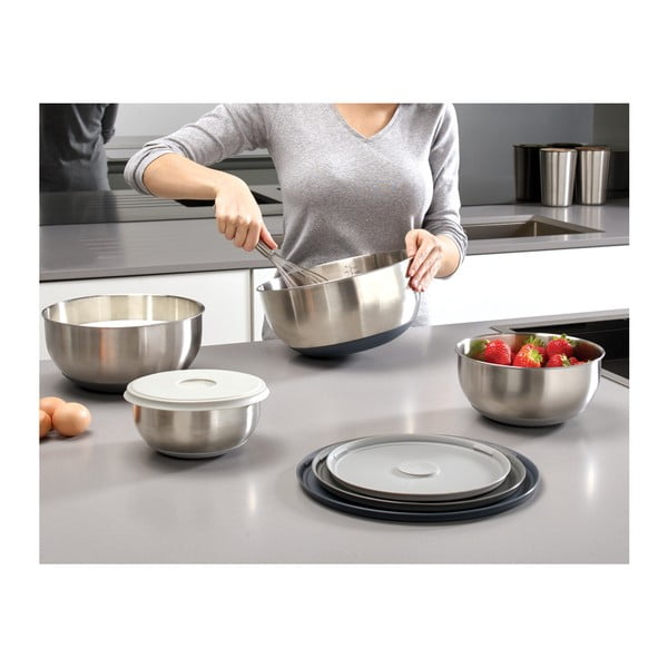 Nerezové mísy v sadě 4 ks ve stříbrné barvě ø 28,5 cm Nest Prep&Store – Joseph Joseph-image-4